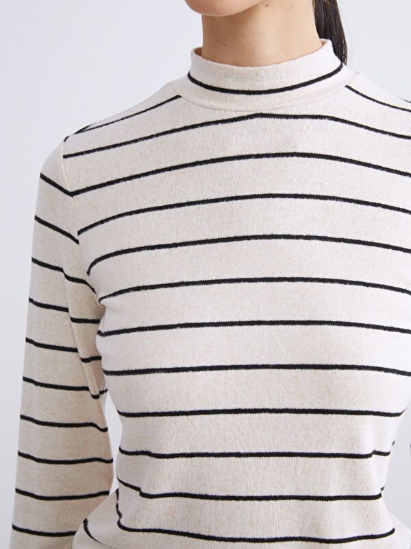 Moudda LC Waikiki - Body en jersey manches longues Femme Mélange beige - Tunisie 3