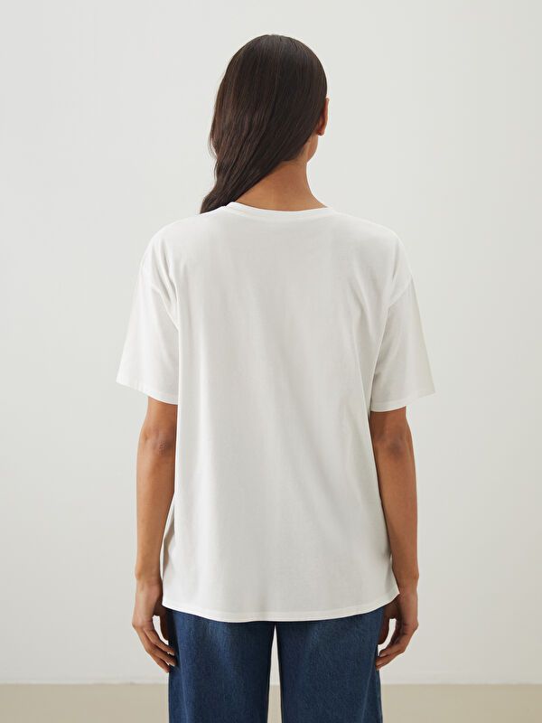 Moudda LC Waikiki - Tunique jersey manches courtes Femme Ecru - Tunisie 4