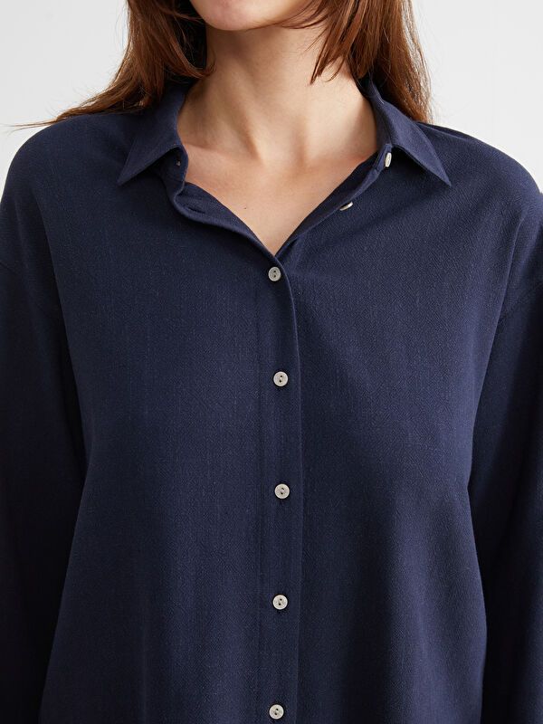 Moudda LC Waikiki - Chemise tissée manches longues Femme Marine - Tunisie 3