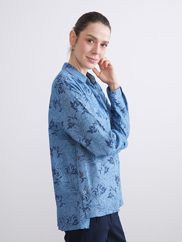 Moudda LC Waikiki - Chemise tissée imprimée manches longues Femme Imprimé à l'indigo - Tunisie 1