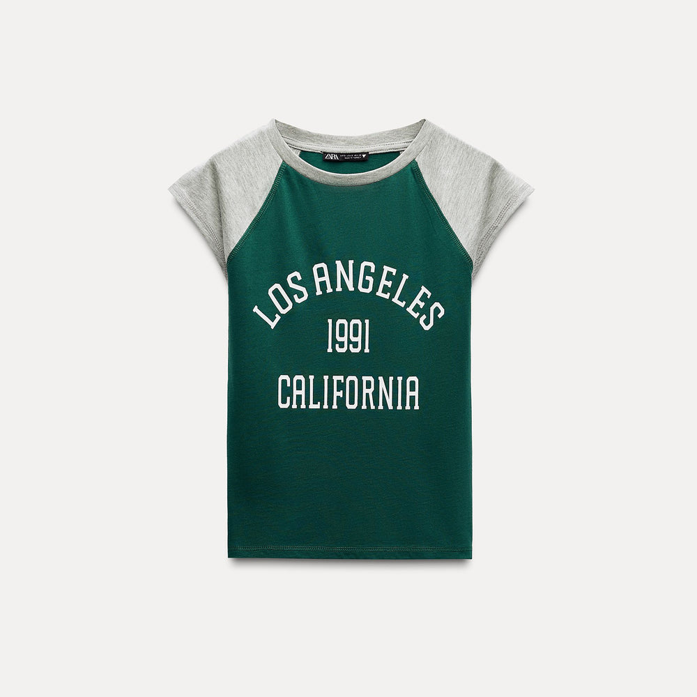 Moudda ZARA - T-shirt Varsity Raglan Vert - Tunisie 2