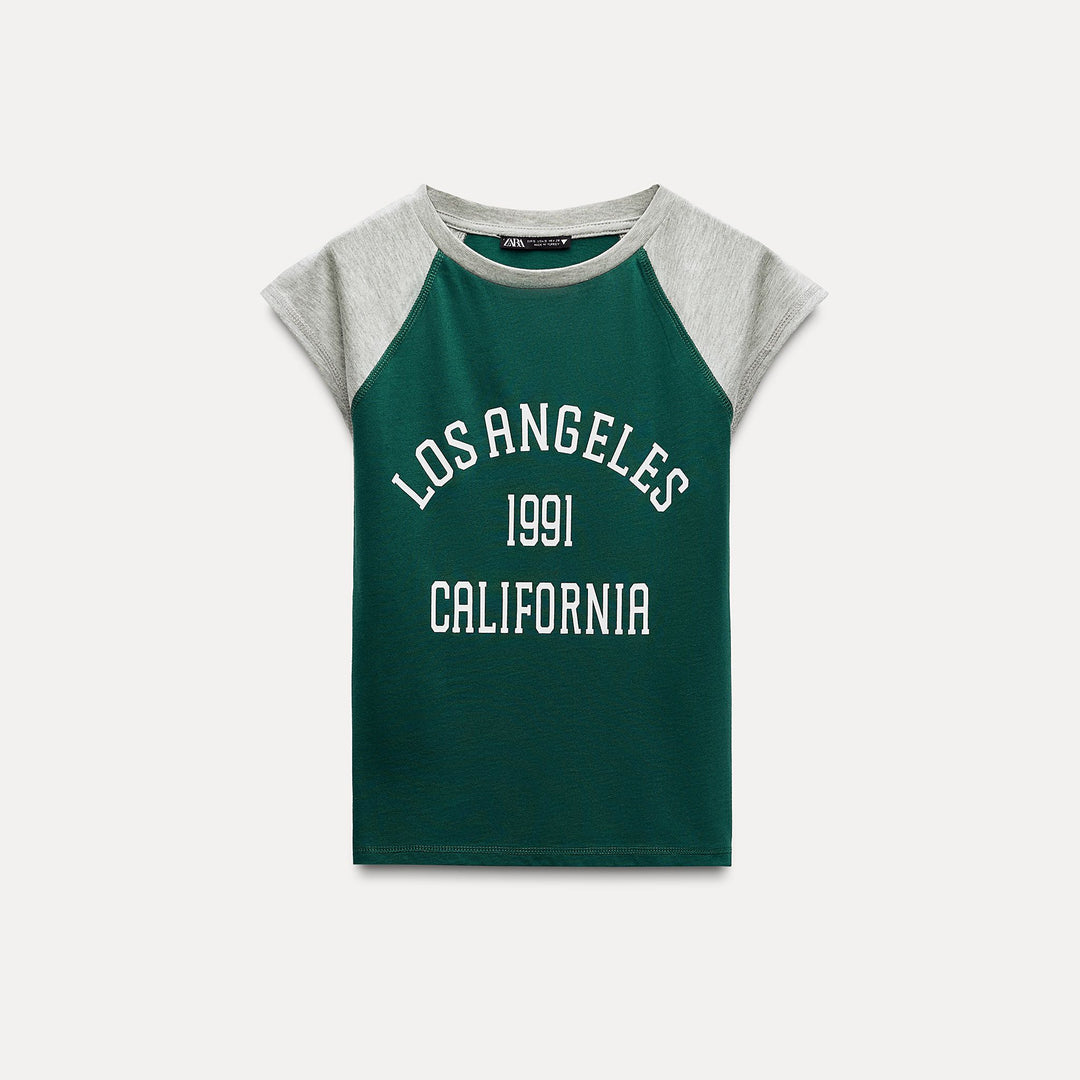Moudda ZARA - T-shirt Varsity Raglan Vert - Tunisie 2