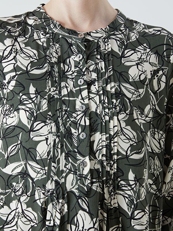 Moudda LC Waikiki - Robe tissée manches longues Femme Kaki imprimé - Tunisie 3