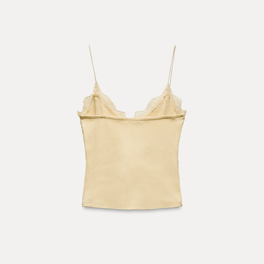 Moudda ZARA - Top Côtelé à Bretelles Dentelle - Tunisie 3