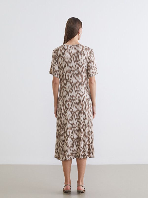 Moudda LC Waikiki - Robe manches courtes en jersey pour Femme couleur Brique imprimé - Tunisie 4