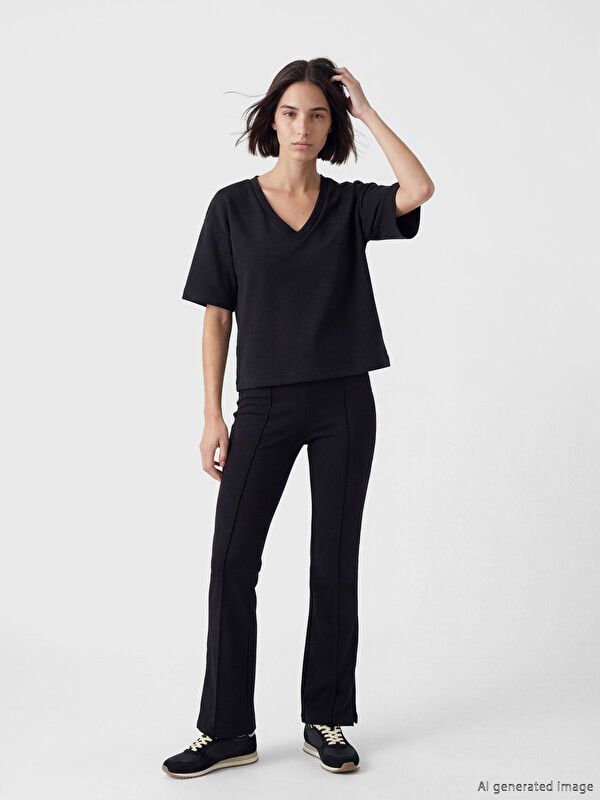 Moudda LC Waikiki - Pack jersey à maches courtes pour Femme couleur Noir - Tunisie 1