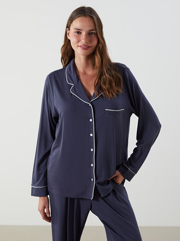 Moudda LC Waikiki - Pyjama en jersey manches longues Femme Indigo - Tunisie 2