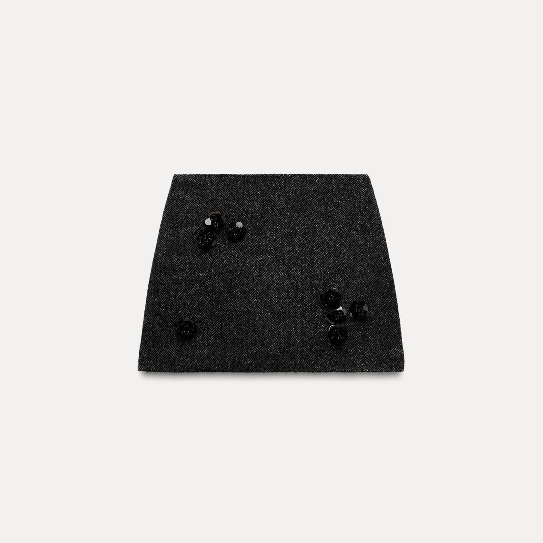 Moudda ZARA - Combinaison 536 jupe mini épi avec appliqués fleurs - Tunisie 1