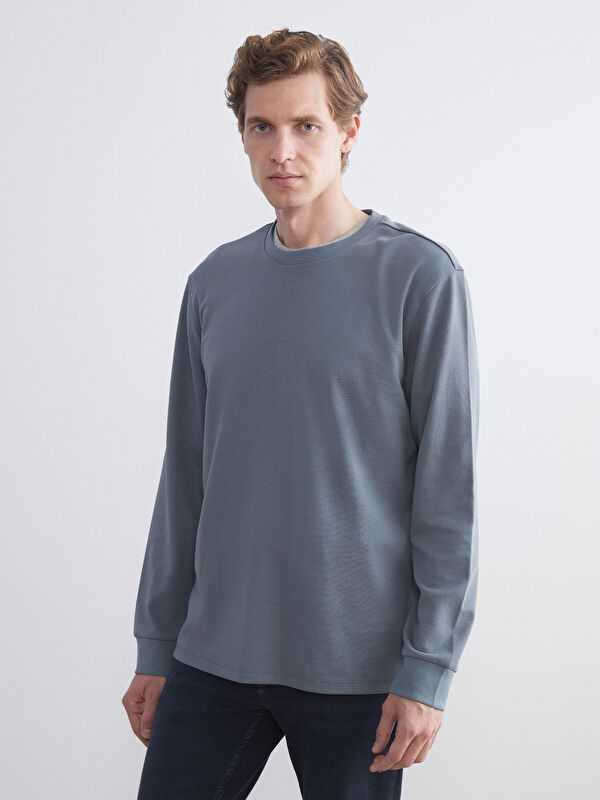 Moudda LC Waikiki - Sweatshirt jersey basique Homme Indigo terné - Tunisie 1
