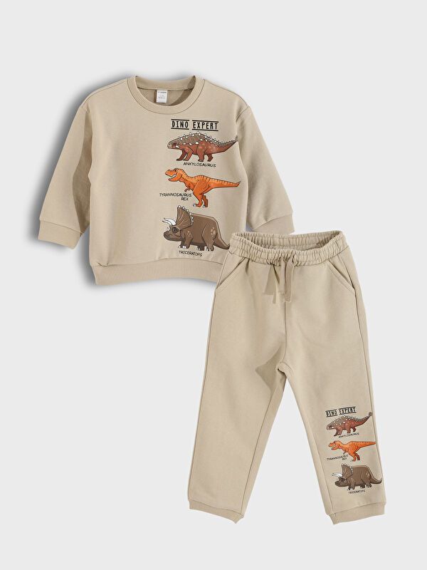 Moudda LC Waikiki - Ensemble en jersey manches courtes Garçon Beige clair - Tunisie 1