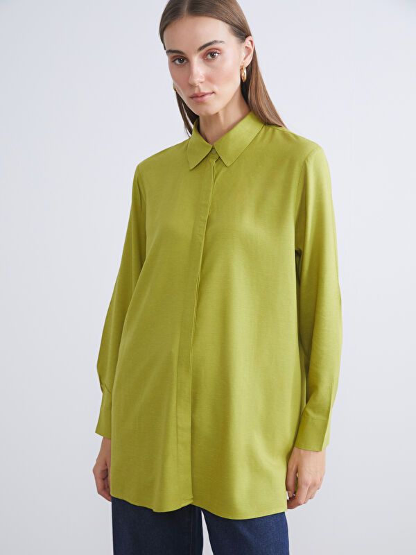 Moudda LC Waikiki - Tunique à manches longues Femme Kaki clair - Tunisie 1