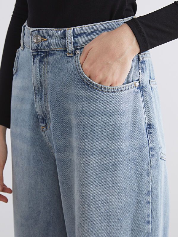 Moudda LC Waikiki - Pantalon tissé en denim Femme Bleu moyen - Tunisie 3