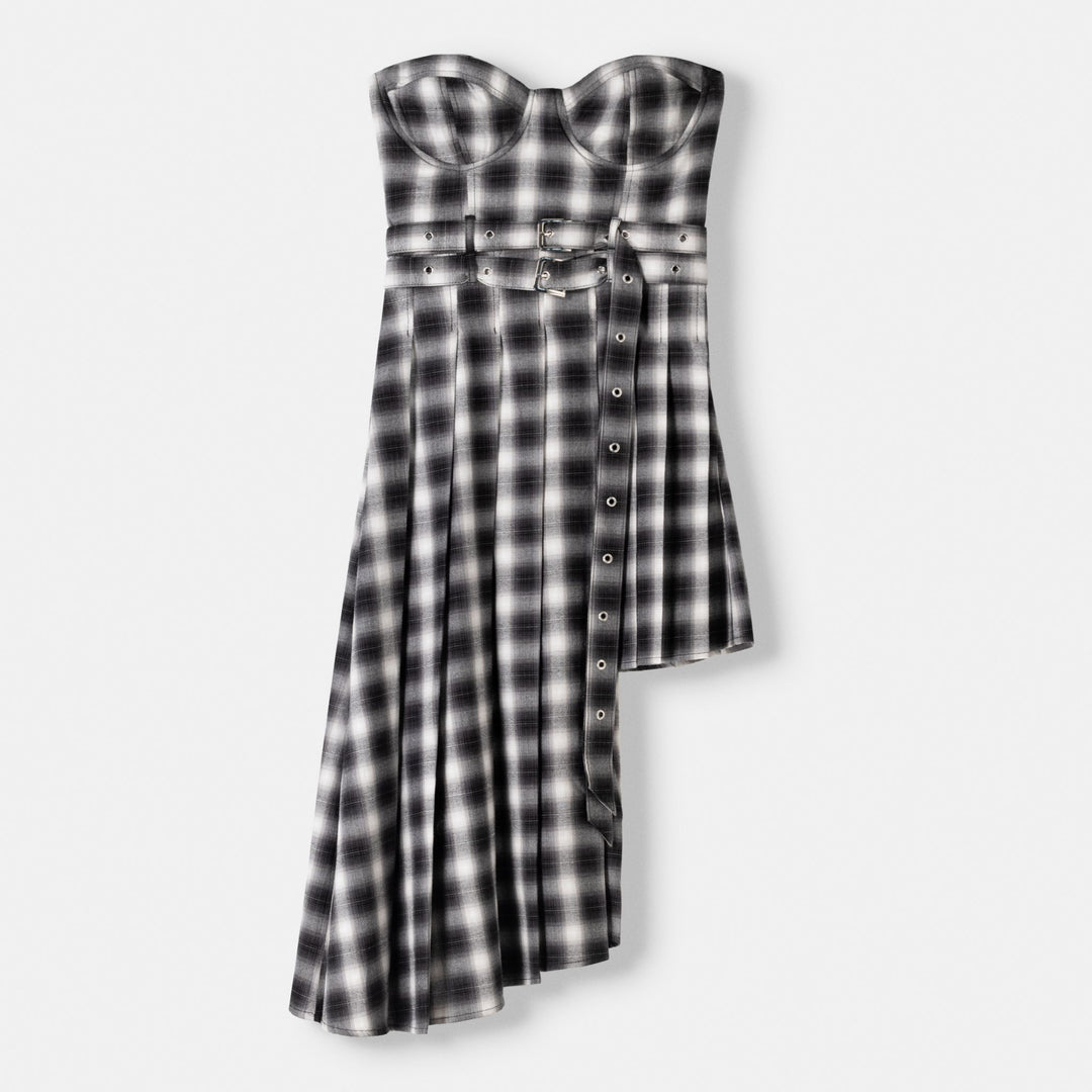 Moudda BERSHKA - Robe bandeau asymétrique à carreaux avec boucles - Tunisie 2