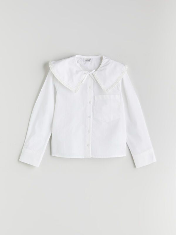 Moudda LC Waikiki - Chemise tissée manches longues Fille Buxe blanc - Tunisie 1