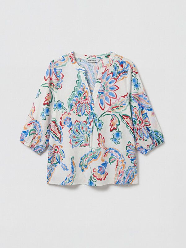 Moudda LC Waikiki - Chemisier (blouse) imprimé manches longues en tissu pour Femme couleur Bleu imprimé - Tunisie 1