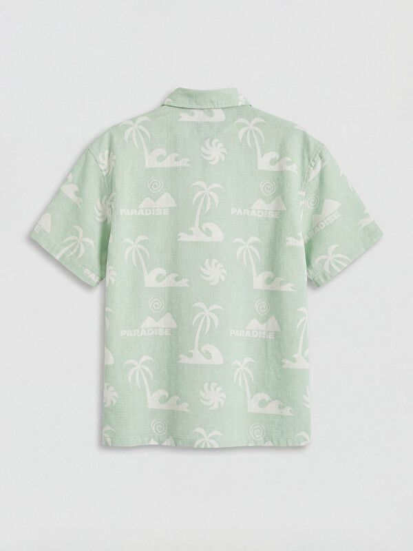 Moudda LC Waikiki - Chemise manches courtes en tissu pour Garçon couleur Vert menthe imprimé - Tunisie 2