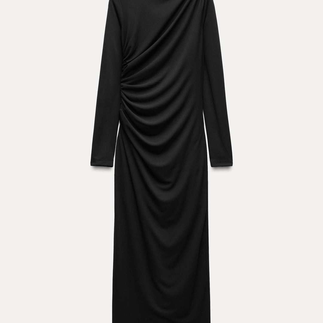 Moudda ZARA - Robe mi-longue drapée maille manches longues col haut - Tunisie 2