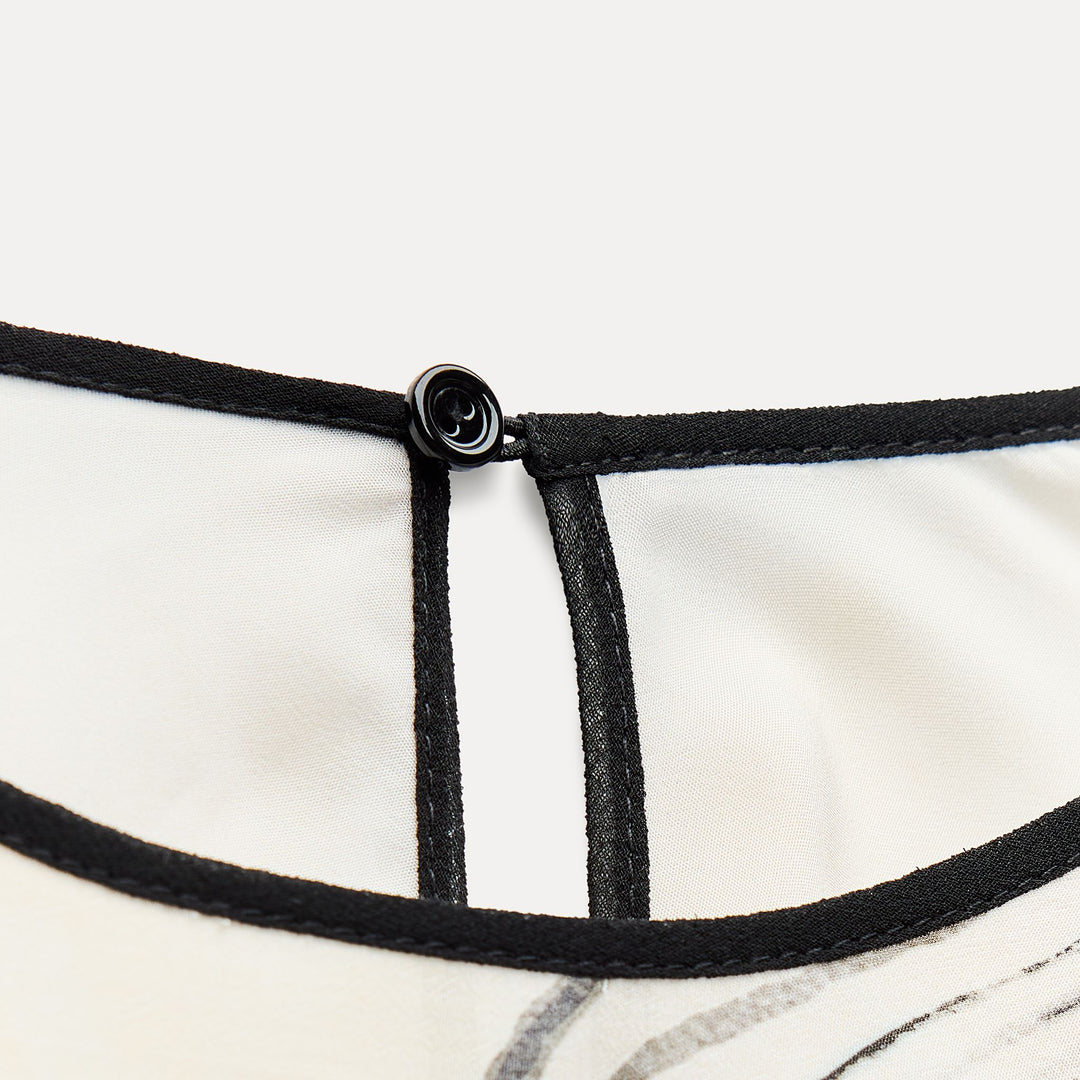 Moudda ZARA - Robe mi-longue imprimée liserés décolleté dos volant - Tunisie 3