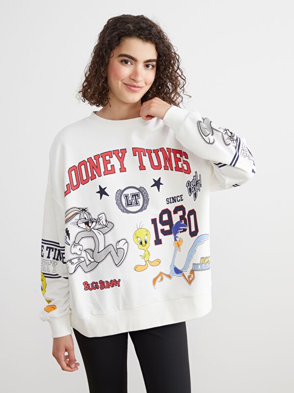 Moudda LC Waikiki - Sweatshirt en jersey sous licence Femme Ecru - Tunisie 1