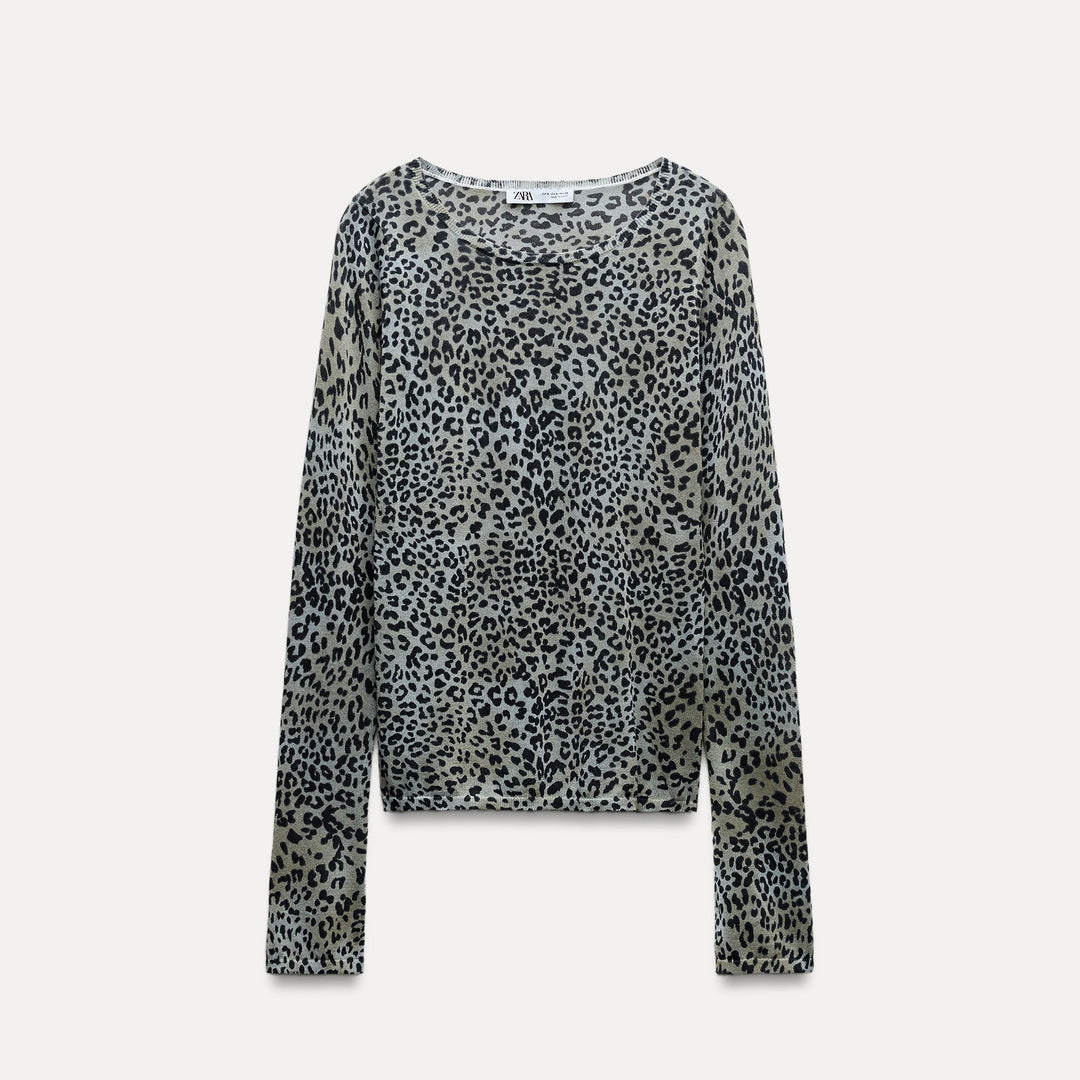 Moudda ZARA - Top manches longues imprimé animalier bleu - Tunisie 1