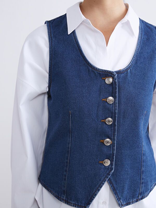 Moudda LC Waikiki - Débardeur tissé denim Femme Rodéo noir - Tunisie 3