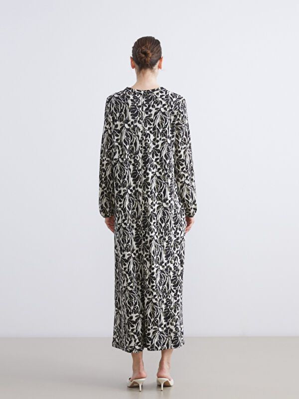 Moudda LC Waikiki - Robe jersey manches longues Femme Imprimé beige - Tunisie 4