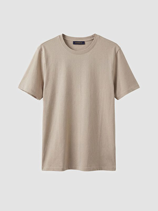 Moudda LC Waikiki - T-shirt manches courtes en jersey pour Homme couleur Beige - Tunisie 1