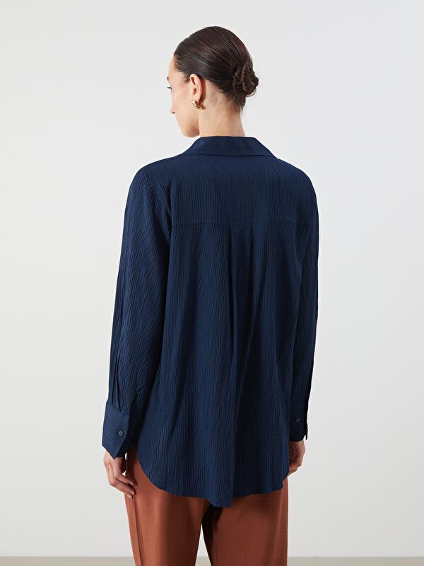 Moudda LC Waikiki - Chemise tissée manches longues Femme Indigo - Tunisie 4