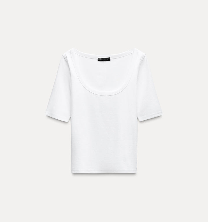 Moudda ZARA - T-shirt col rond en coton extensible - Tunisie 1