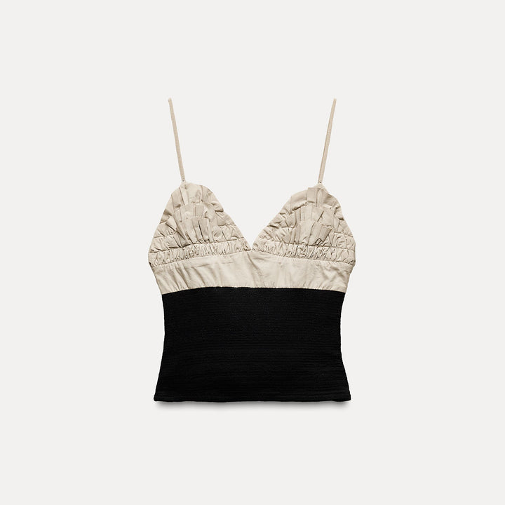 Moudda ZARA - Top fines bretelles encolure en V contraste élastiques - Tunisie 2