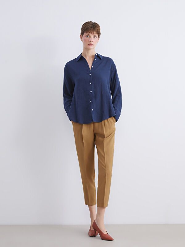 Moudda LC Waikiki - Chemise tissée manches longues Femme Marine - Tunisie 2