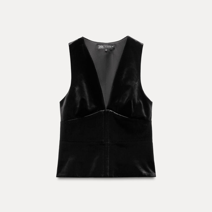 Moudda ZARA - Top velours manches courtes détail crochets - Tunisie 2