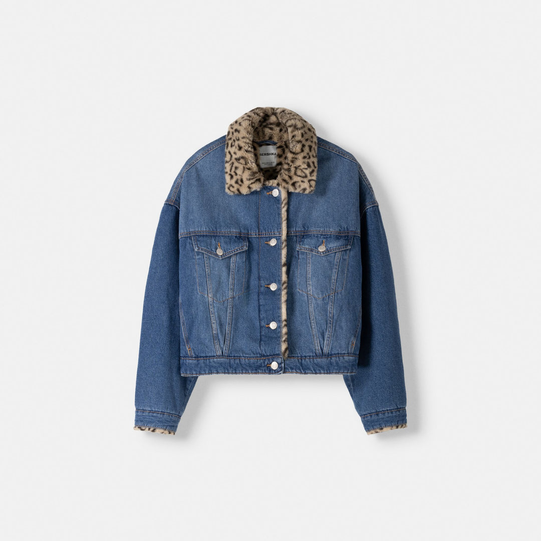 Moudda BERSHKA - Veste jean fourrure léopard - Tunisie 1