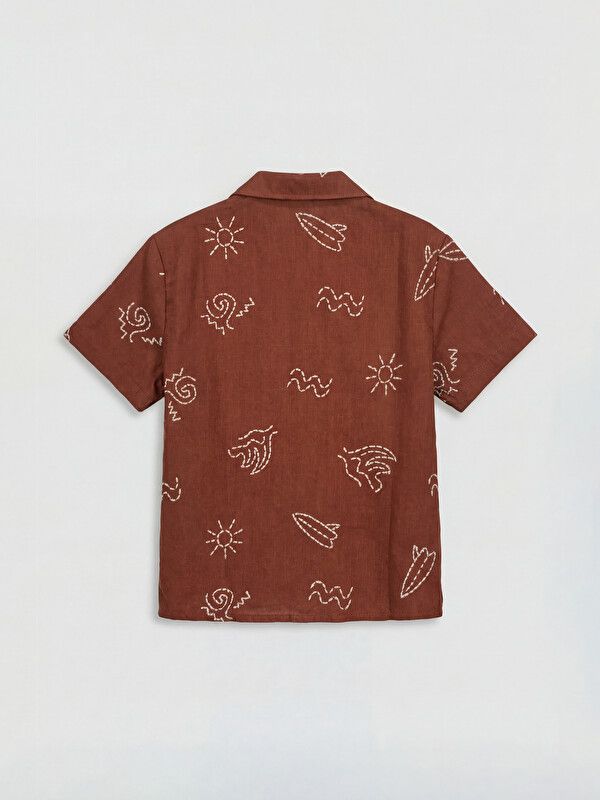 Moudda LC Waikiki - Chemise manches courtes en tissu pour Garçon couleur Rose poussiéreux imprimé - Tunisie 2