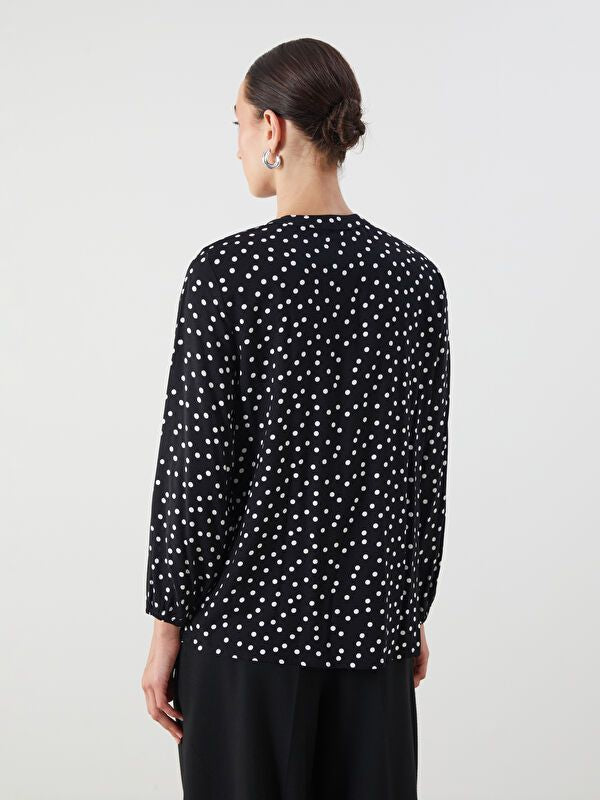 Moudda LC Waikiki - Blouse tissée imprimée manches longues Femme Imprimé en noir - Tunisie 4