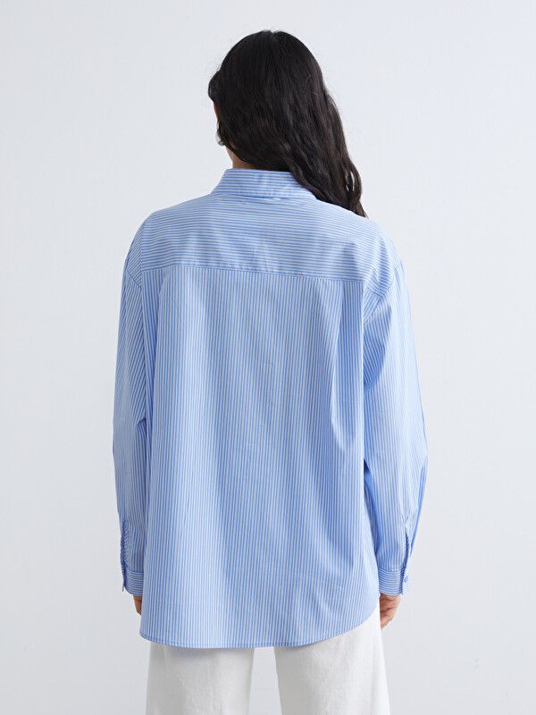Moudda LC Waikiki - Tunique manches longues en tissu pour Femme couleur Bleu rayé - Tunisie 4