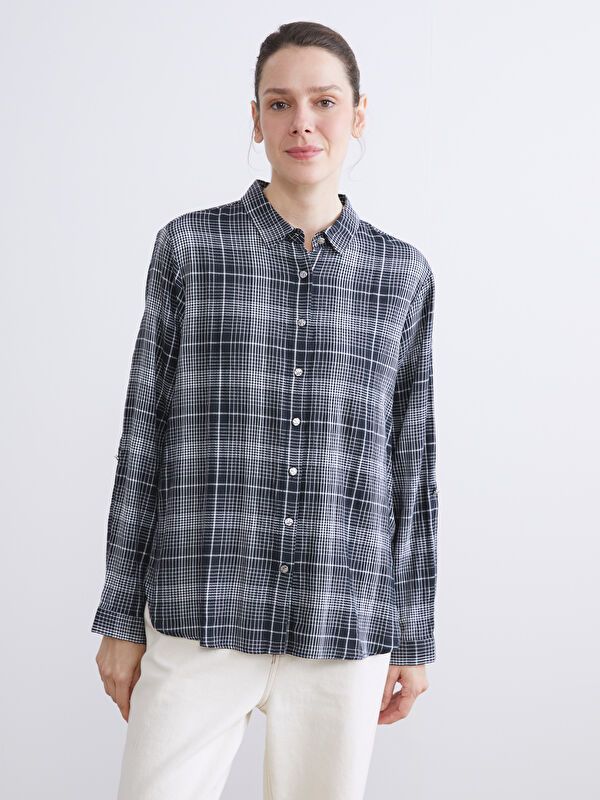 Moudda LC Waikiki - Chemise tissée manches longues Femme À carreaux noirs - Tunisie 1