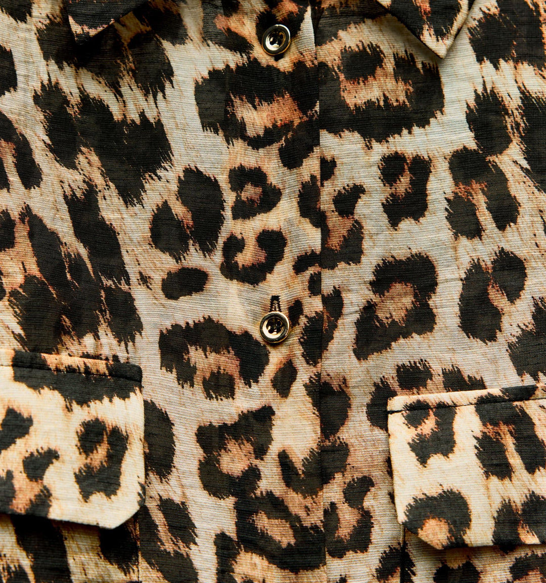 Moudda ZARA - Chemise en lin imprimée animalier manches longues passants poches - Tunisie 1
