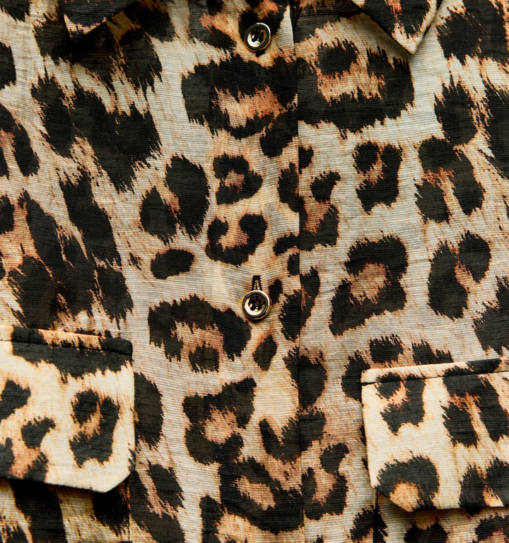 Moudda ZARA - Chemise en lin imprimée animalier manches longues passants poches - Tunisie 1