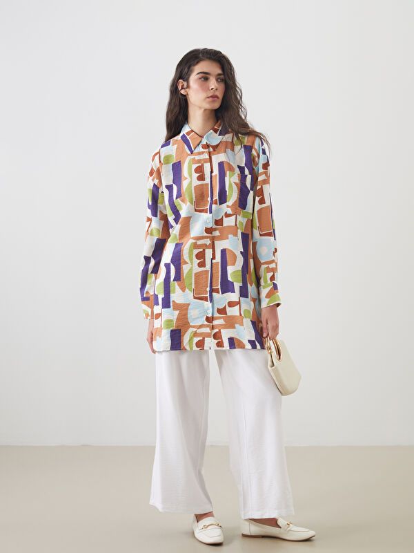 Moudda LC Waikiki - Tunique tissée manches longues Femme Imprimé mélange - Tunisie 2