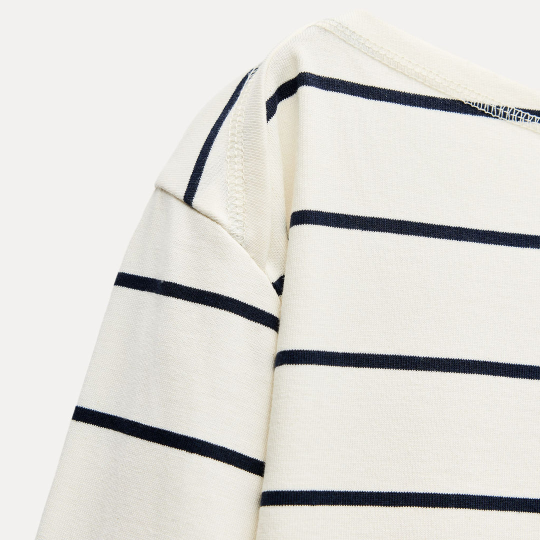 Moudda ZARA - Top Rayé Col Bateau en Coton Épais - Tunisie 3