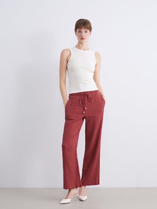 Moudda LC Waikiki - Pantalon tissé fin Femme Bordeaux légers - Tunisie 1