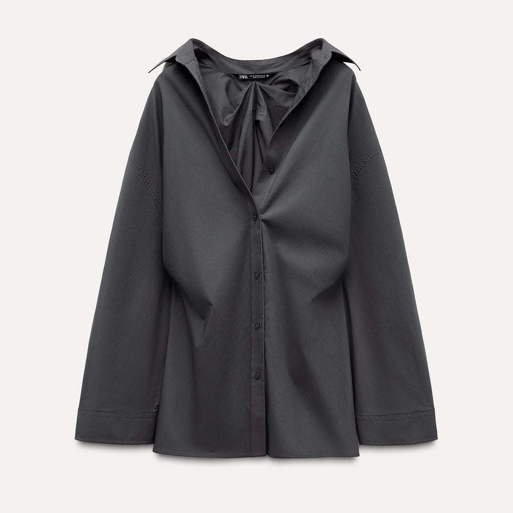 Moudda ZARA - Chemise oversized gabardine plis dos - Tunisie 2