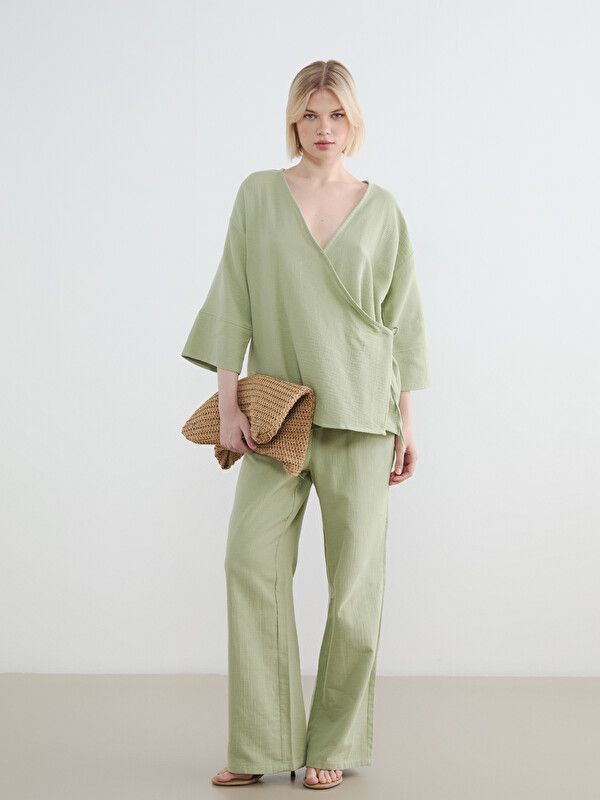 Moudda LC Waikiki - Pantalon fin en tissu pour Femme couleur Vert clair - Tunisie 1