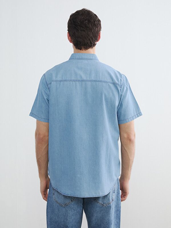 Moudda LC Waikiki - Chemise en jean manches courtes pour Homme couleur Rodeo Bleu indigo moyen - Tunisie 4