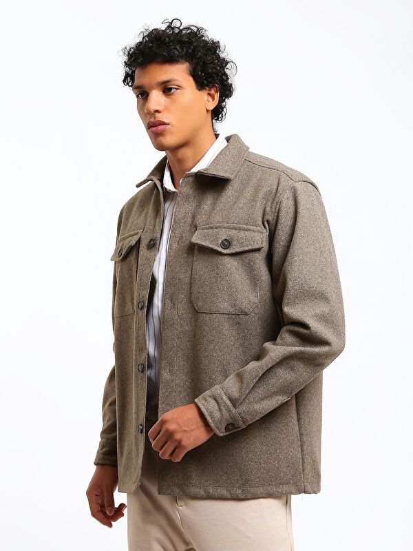 Moudda LC Waikiki - Surchemise en tissu (Shacket) couleur Vison pour hommes - Tunisie 4