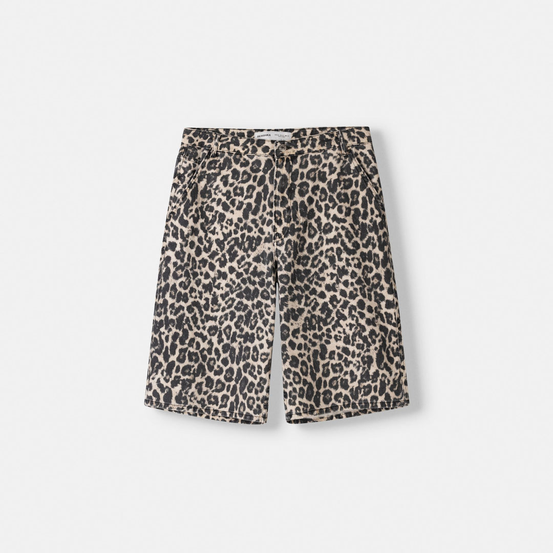 Moudda BERSHKA - Short en jean ample imprimé léopard - Tunisie 1
