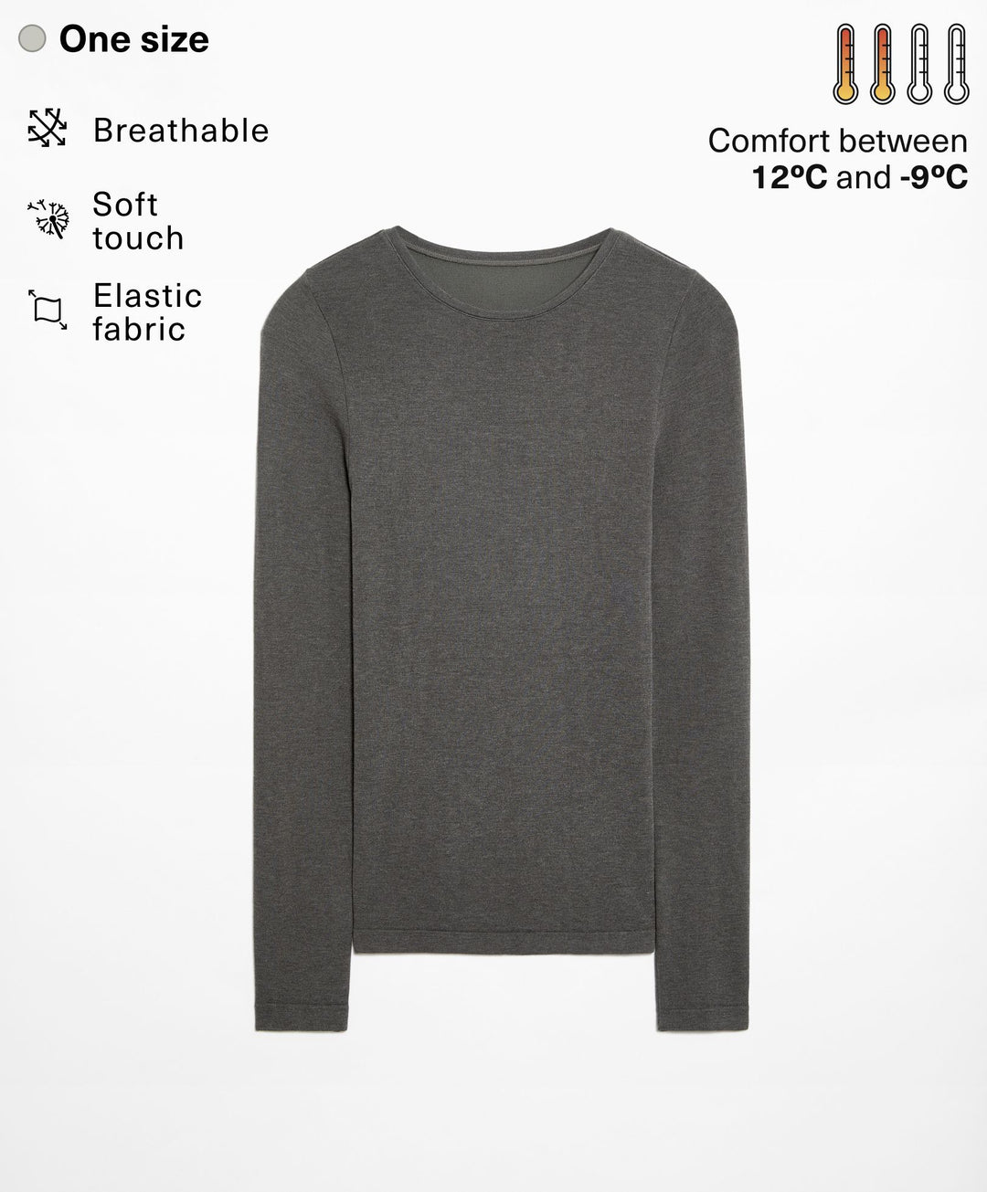 Moudda Oysho - T-Shirt Base Layer Sans Coutures Manches Longues Moyen - Tunisie 2