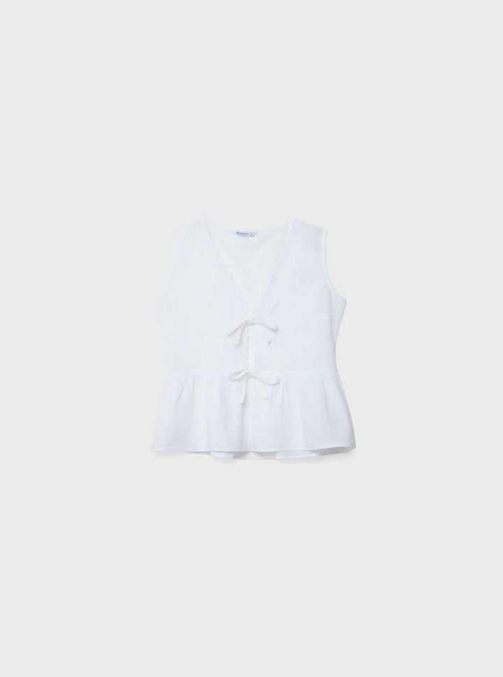 Moudda STRADIVARIUS - Top Sans Manches Brodé avec Nœud - Tunisie 3