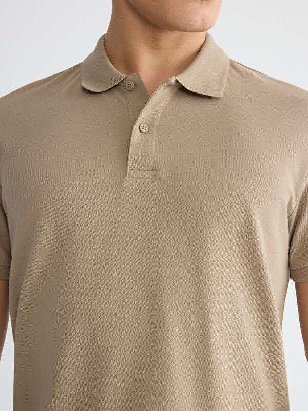 Moudda LC Waikiki - T-shirt col polo basique manches courtes en jersey pour Homme couleur Beige foncé - Tunisie 3